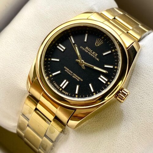 Rolex Oyster For Men (Golden Black Dial)
