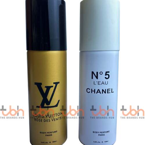 Set of Two Body Sprays | Louis Vuitton Rose Des Vents & Chanel N°5 L'Eau