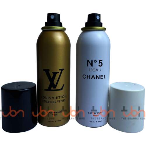 Set of Two Body Sprays | Louis Vuitton Rose Des Vents & Chanel N°5 L'Eau